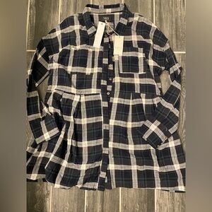 NWT Vici Exclusive X Fate Ruffle Plaid Tiered Flannel Dress Large Grunge Punk